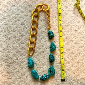 Beautiful gold and turquoise chunky necklace. Handmade